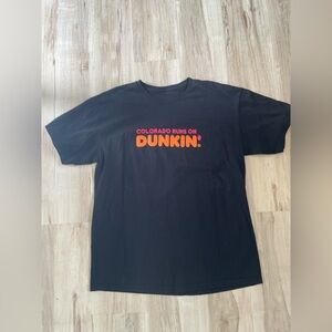 Dunkin' Donuts Black T-Shirt “Colorado runs on Dunkin” L/XL *see measurements